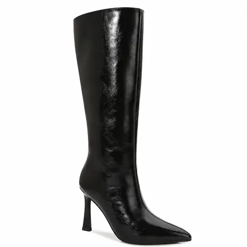 BERNESS Babs Women's Fashion Knee-High Glossy Pointed Toe Stiletto High Heel Dress Boots, Ideal for Night Out, Fall Outfits
