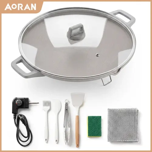 AORAN LIVE XL Smokeless Electric Grill Pan - Large-Size Kitchen Cookware, All Purpose Grilling, Indoor Sizzle Grill, Extra-Large Capacity, Efficient, Ideal for Family Meals, Kitchen Upgrade, Grills