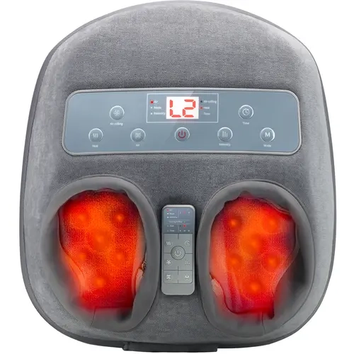 MASGRE Upgraded Shiatsu Foot Massager with Heat - 2026 Deep Kneading, Easy Adjust, Breathable Cloth, Remote Control, Portable, Daily Home/Office Deep Relief, Birthday Gift for Adults