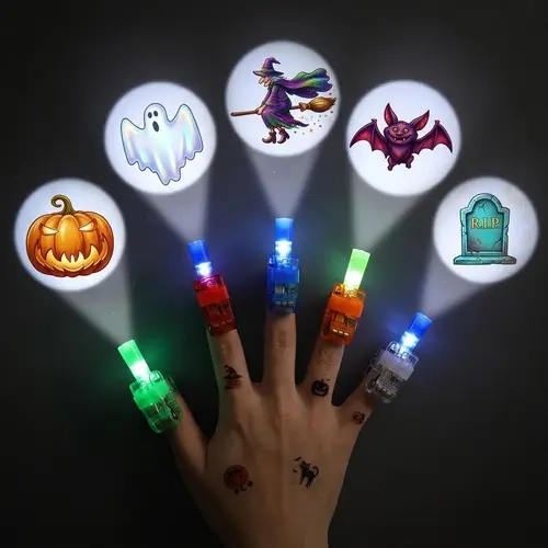 36Pcs Unisex Plastic Colorful LED Finger Lights - 12 Multiple Patterns Projection, Halloween Party Favors, Bulk Trick or Treat Goody Bag Fillers, Colorful Finger Lights