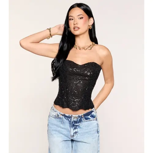 Floral Glimmer Sequin Lace Corset Top