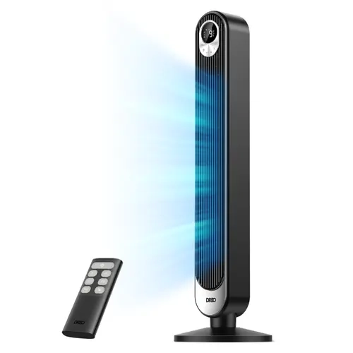 DREO 42-In Bladeless Standing Household Fan - DC Motor, 28 ft/s Airflow, 20dB Silent Cooling, 9 Speeds, 4 Modes (Including Cooling Mode), 12H Timer, LED Display, Oscillating, Remote Control, Adjustable Tower Fan for Bedroom/Home