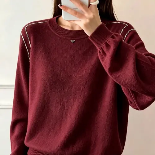 French Silhouette Shoulder Line Women's Sweater, Elegant Design for Daily Wear, Perfect for Layering & Casual, Comfortable Fit, Tops