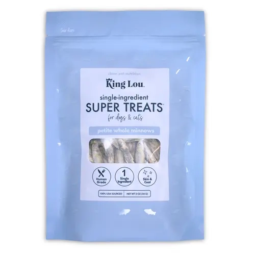 King Lou Small Minnows - Freeze Dried Raw Snack for Dogs and Cats single ingredient, 100% USA, Human Grade, Treats Pet Products Natural Food Pets Supplies