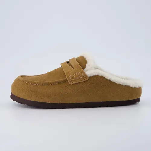 Cushionaire Casey Genuine Suede Moccasin Slippers For Women | Cozy House Shoes With Moc Toe And Penny Loafer Strap