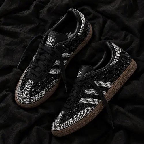adidas Samba OG Rhinestone Black Silver Women's Fashion Shoes New