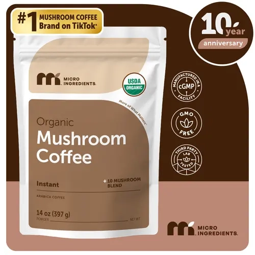 [Live Exclusive] Micro Ingredients Organic Instant 10 in 1 Mushroom Coffee Powder, 14 oz