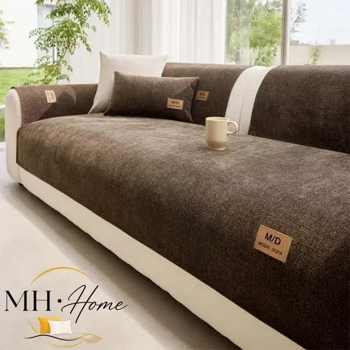 Solid Color Couch Cover, Soft Chenille Sofa Protector Pad, 1 PC Machine Washable Furniture Cover, Pet-Friendly Non-Slip Design for Sectional Sofas, Loveseats & Multi-Seat Couches, Multi-Color Available, Sofa Covers Washable
