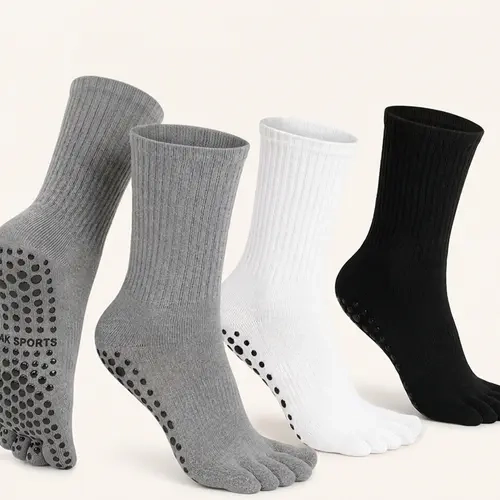 Grip Barefoot 5 Toe Non Slip Grippy Socks Unisex (Single Pair)