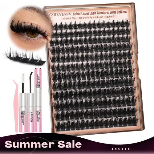 【live】Goddvenus Spiky Slay Manga Lash Clusters With Spikes Pre-Spikes Wispy Cluster Eyelash Extensions feathery Anime Eyelashes Clusters Reusable Faux Mink Fairy Individual Lash Extension D Curve 12-18mm 204 Pieces - Cosmetic, Makeup