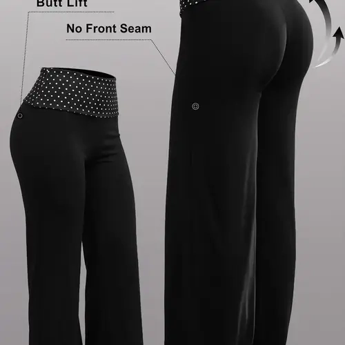 Fashion Colorblock Polka Dot High Waist Yoga Pants, Loose-Fit Quick Dry Sporty Trousers, All Seasons Comfortable Workout Wear Yoga Bottoms