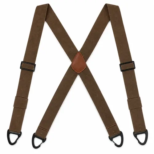 HAILTH Men's Heavy Duty Tactical Workwear Suspenders - Aviation-Grade Aluminum Carabiner Attachments, Ergonomic Flexible Leather Vintage Gear, Adjustable Elastic Band Braces, Rugged for Belt Loops & Adventures