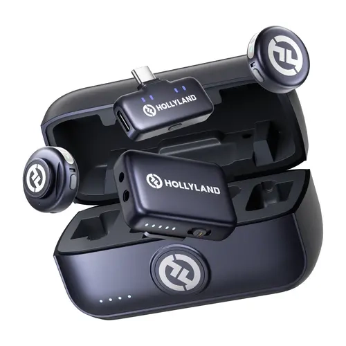Hollyland LARK M3 Wireless Audio Microphone - Space Gray, 6.66Wh Built-in Li-ion Batteries, USB-C Receiver, Vlogging Equipment