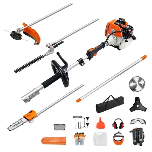 [toolupgrade]NEOTEC 52cc 6-in-1 Multi-Functional Trimming Tools Set, Hedge Trimmer, Grass Trimmer, Brush Cutter & Pole Saw with Extension Pole for Lawn Care and Yard Maintenance