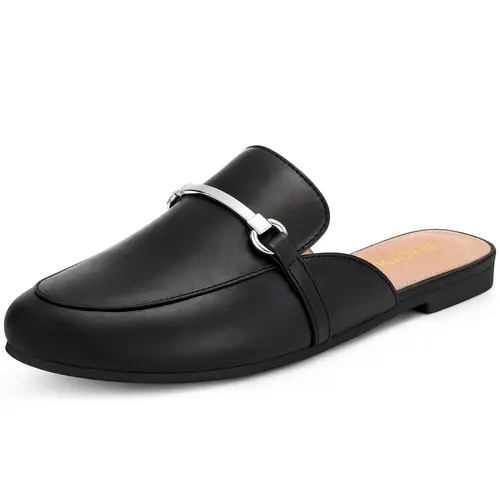 KIDMI Women's Buckle Mules Slip On Loafers |  Rubber Sole, Non-slip, Cushioned Padding Insole, Stylish