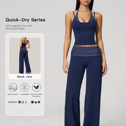 Cross-Border Fleece Fitness Set, Fashion Polka Dot Fake Two-Piece Butt Lifting Waist Trainer, Running Sports Quick-Dry Yoga Wear, Yoga Active Wear