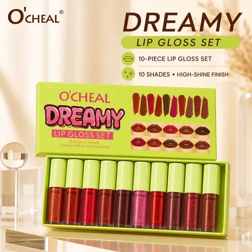 10Pcs Makeup Lip Gloss Collection - 10 Shimmering Shades for Mixing and Layering to Create a Custom Glossy Lip Look