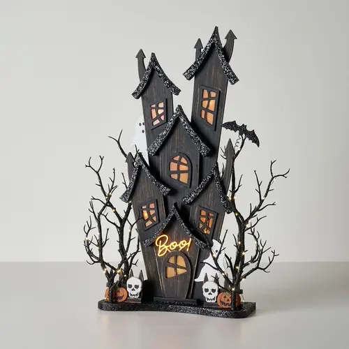 Hay & Harvest Lit Haunted House Decor