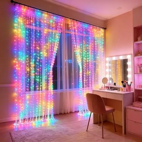 300 LED Fairy Curtain Light, USB Plug, 8 Modes, Wall-Mounted, Remote Control, Indoor & Outdoor Wedding Party Decor, Christmas Decoration, Decorative Lights