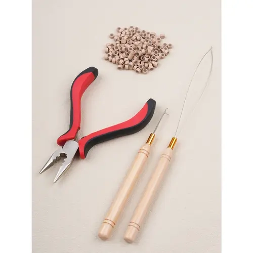 WENNALIFE Micro Ring Beads Hair Extension Tool Kit with Plier, Black | 200 PCS Black 5 mm Silicone-Lined Beads, 1 Plier, 1 Pulling & Loop Needle for Professional & Quick Micro Ring Installation  #TikTokShopFallDealsForYou #sohochic