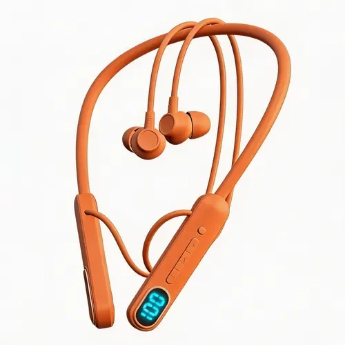 Silicone Wireless Bluetooth Neckband Earbuds Headset, U-Shaped Sport Earphones for Running & Gaming, Magnetic Storage, IPX4 Waterproof, LED Battery Display, 48H Playtime, Inline Controls, Universal Bluetooth Compatibility, Audio & Earphones Accessories