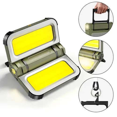 Solar-Rechargeable Work Light/flashlight  with Multiple Lighting Modes – Magnetic, includes hook, waterproof; suitable for auto repair, camping, fishing, BBQ, and hiking exploration TikTokShopFallDealsForYou