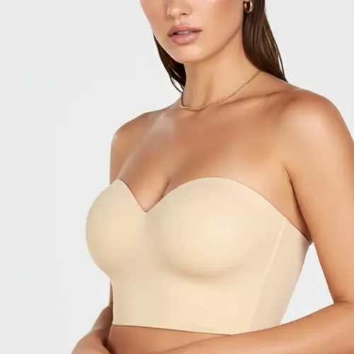 HSIA Seamless Iris Longline Strapless Bra for Plus Size Women - Longline Corset Adjustable Anti-Slip Support Corset Bustier Bandeau for Large Busts, Hand Wash Only, Smooth Plus Size Fashion Womenswear