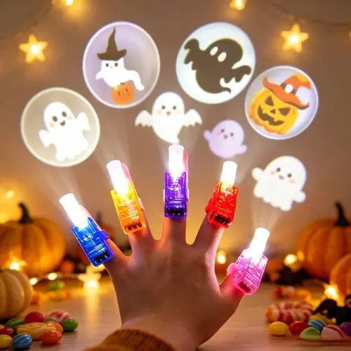 Christmas LED Finger Lights Set,Multi-Color Projector Lights with Santa, Snowman, Reindeer Tree, Holiday Party Favors, Stocking Stuffers