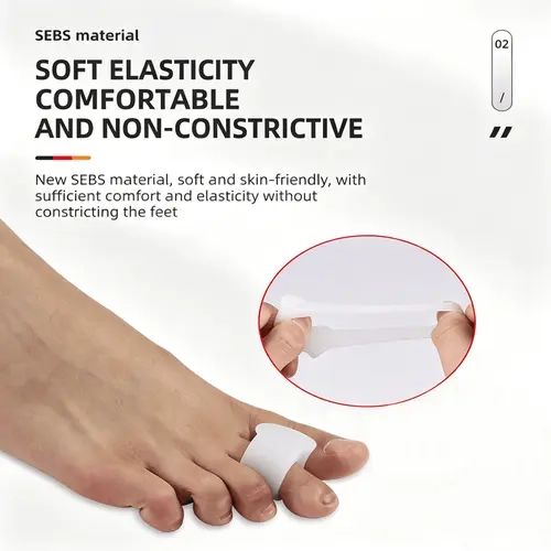 Skin Friendly Manicure Tool Gentle Silicone SEBS Toe Separator - Slim Profile, Secure Loop, Wash and Reuse, S-M-L Sizes, Reduces Friction - Nail Care Pedicure Supplies for Overlapping Toes (1 Pair)