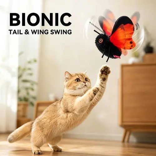 Petgravity Flutter Butterfly Cat Toy - Motion-Activated Flapping Wings, 2 Interactive Modes, USB Rechargeable, for Indoor Felines, Entertains Pets, Cat Gift