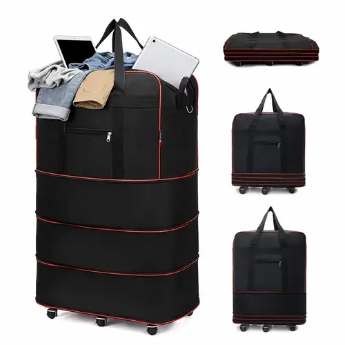 Expandable Foldable Lightweight Rolling Garment Duffle Bag-360° Universal Wheels,Carry On Luggage,Personal Item Luggage,Travel Bag for International Travel & Weekend Getaways,4 Wheels 360 Rotation,Travel essentials