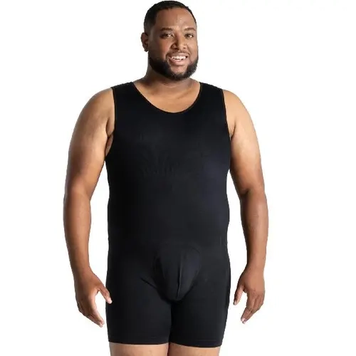 QORE LOGIQ Men's Shapewear Bodysuit - Soft, Breathable Spandex-Nylon Compression Shaper for Casual, Formal Outfits, Sweat-Wicking for All-Day Wear