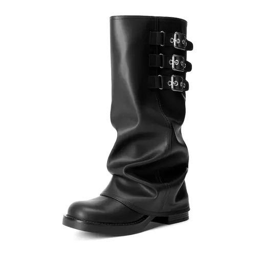 DREAM PAIRS Fold-over Knee High Fashion Boots for Women | Adjustable Buckle,Low Chunky Heel,Comfort Slouchy Boots,Festival Party Going Out Looks,Long Tall Fashion Casual Boots, Shoe, Footwear