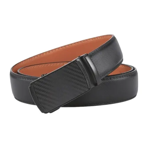 Men's Cow Hide Durable Belt - Automatic Buckle, Adjustable Ratchets, Trim-to-Fit No-Hole, Multi-Size for Casual Work, Dad Gift