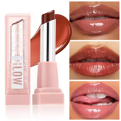 6-Color Glowy Oil-Infused Lip Balm Gloss - Lipstick Alternative Cosmetic, Hyaluronic Acid Hydrating Moisturizer, Sugar-Enriched Long-Lasting Radiant Lip Care, 24HR Wear, Smooth Buildable Shine, Daily Makeup for Students, All Skin Tones