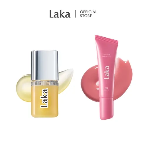 [Laka] Plump & Glow Duo — Spicy Lip Plumper +  Fruity Lip Glotioner | Fuller-looking Lips with Juicy Lip Serum, Hydrating Color