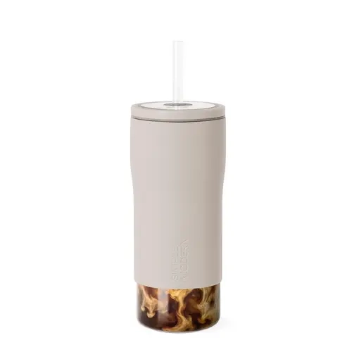 Simple Modern Glass Iced Coffee Cup with Straw Lid | 20oz | Reusable Glass Coffee Tumbler with Straw, Clear Lid | Cute Travel Coffee Mug with Lid, Glass Coffee Cup
