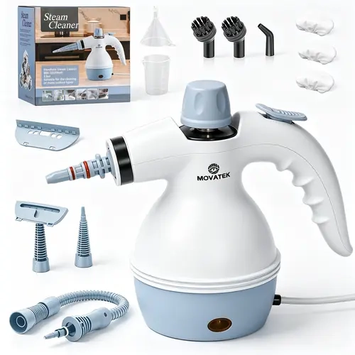 MOVATEK 13-Piece Kit Corded Compact Handheld Steam Cleaner for House, US Plug Flash Heat Portable High-Temperature Multi-Surface Deep Clean Cleaning Gadget with Multiple Attachments (Home, Kitchen)