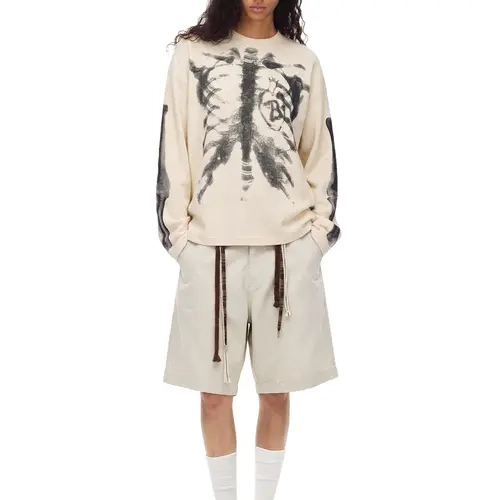 FDR Unisex Skull Graphic Waffle Long Sleeve T-Shirt, Vintage Casual Pullover Top with Y2K Streetwear Style#