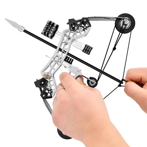 Sport-Partner Compact Stainless Steel Mini Compound Bow and Arrow Toy Set, Beginner-Friendly Archery Gear, 8 Arrows Included, Durable Handheld Practice Equipment, Teen Boy Gift