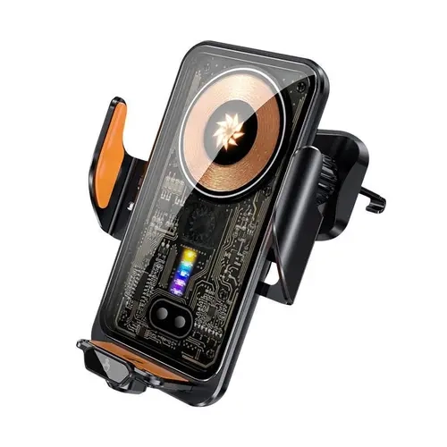 15W Qi-Enabled Auto-Clamping Transparent Glass Fiber Car Phone Mount Charger, Wireless Charging Chargers for iPhone 17/16/15/14/13 Samsung S24/S23, Car Accessories Auto Accessories Interior (Dashboard/Windshield Compatible)