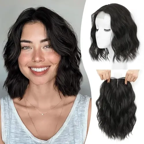 PANEWAY 10 Inch Short Wavy Hair Topper for Women – Lightweight Volume Enhancer for Thinning Hair, 6.5" x 6.5" Base, Natural-Looking Coverage for Everyday Wear