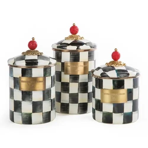 MacKenzie- Childs S/3 Enamel Canisters -Sm, Md, Lg