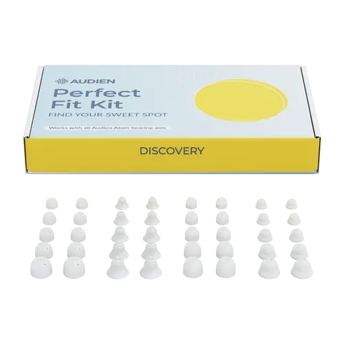 Audien Perfect Fit Kit – 20 Ear Dome Try-On Sampler for Atom Series Hearing Aids | 4 Styles, 5 Sizes