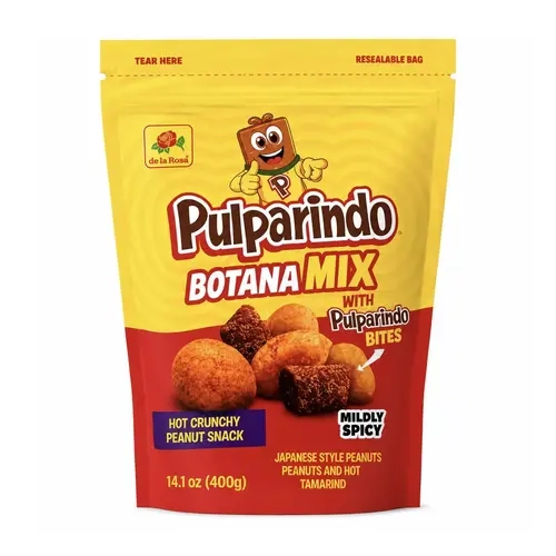 Pulparindo MILDLY SPICY Botana Mix with Pulparindo Bites 14.1 oz - Hot Crunchy Peanut Snack -  Japanese Style Peanuts, Spicy Peanuts and Hot and Salted Tamarind Pulp Candy