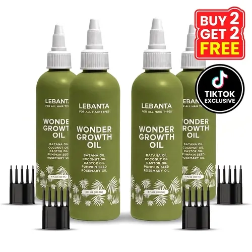 Lebanta Haircare Batana Oil for Hair Growth, Hydrating Scalp Serum for Thickening & Strengthening Hair, with Rosemary & Castor Oil, For Men & Women, (B2G2) 4 Pack, Batana Hair Oil, Vegan