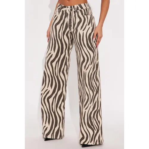 Wild Temptation Printed Wide Leg Jeans - Black/White