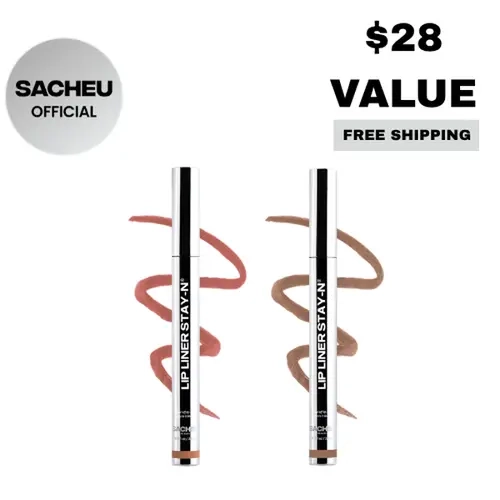 sacheu Lip Liner STAY-N Duo | Choose Your Shades | Long-Wear Water-Proof Peel-Off Liquid Lip Stain