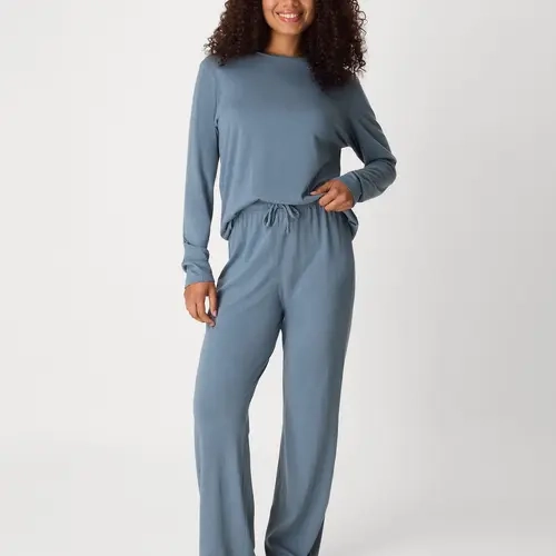 Hanes Women's Loungewear Set, 2-Piece , Pajama Long Sleeve Crew & Sleep Pants