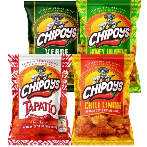 Chipoys Mexican Style Potato Chips 4-Pack Variety Pack, 2.5oz Bags, Assorted Flavors